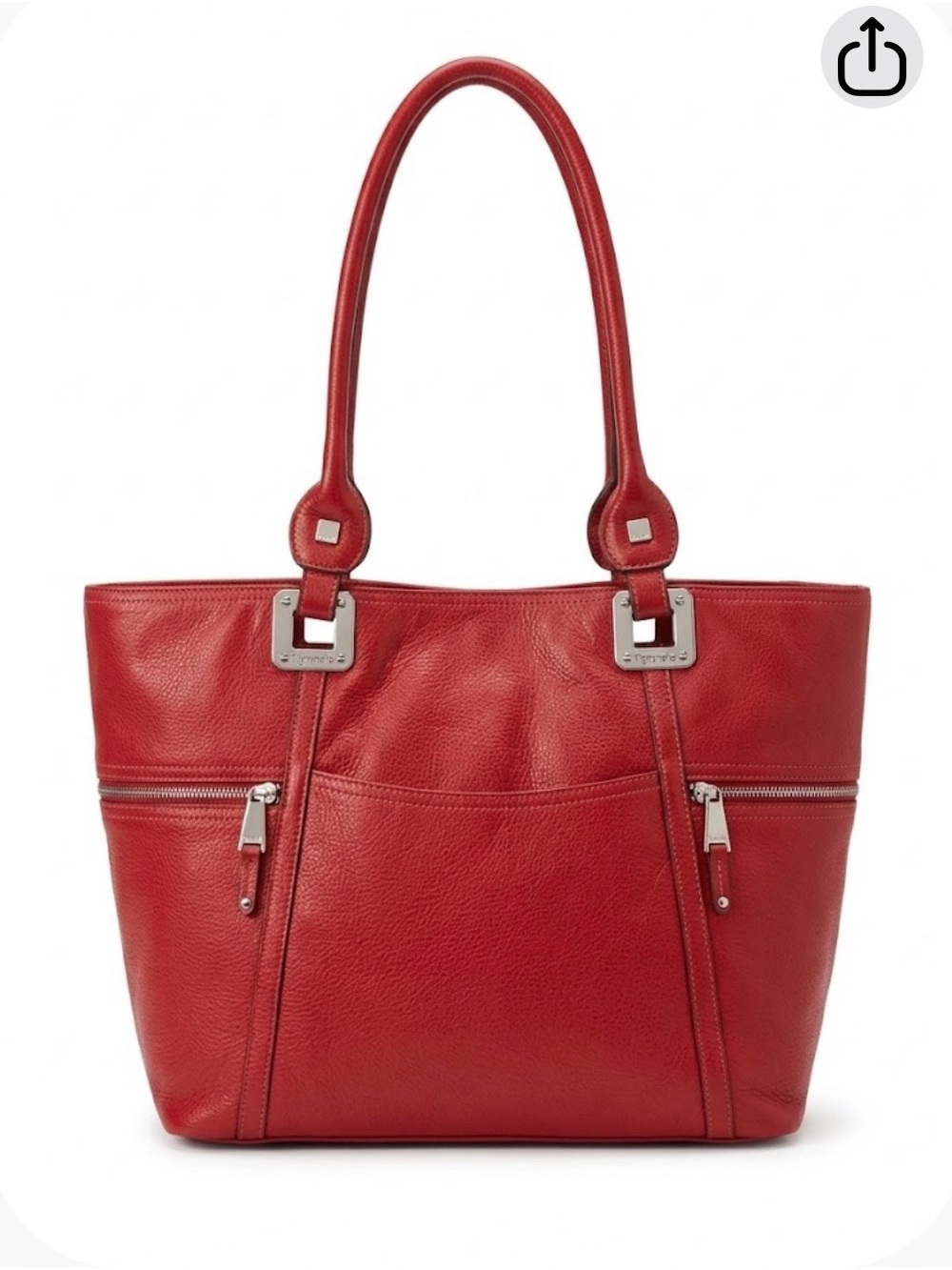 Tignanello Red Leather Multi-Pocket Structured Tote Bag